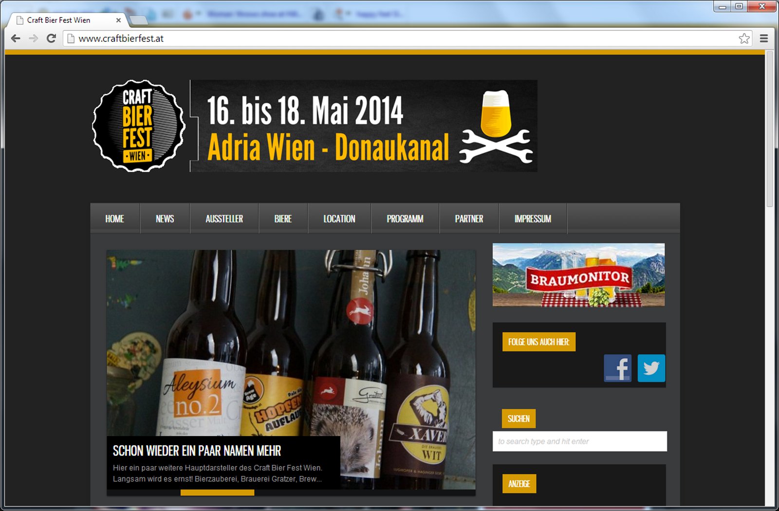 Endlich: Craft Bier Fest Wien – Homepage mit Ausstellern und Bieren online